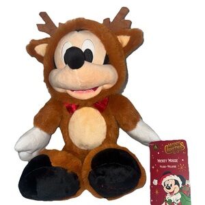 Disney Mickey Mouse Reindeer Holiday Plush 15-Inch Christmas Stuffed Animals New